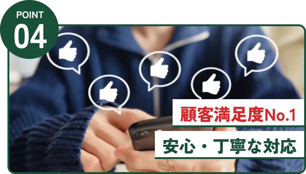 顧客満足度No1 安心・丁寧な対応
